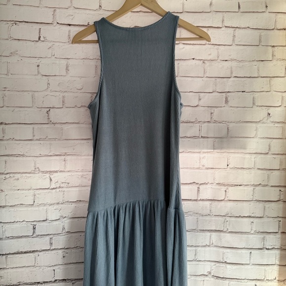 Universal Thread Light Blue Ribbed Drop Waist Dress - Picture 2 of 5